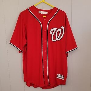Majestic Washington Nationals MLB Mens Jersey Murphy #20 Red Short Sleeve Button